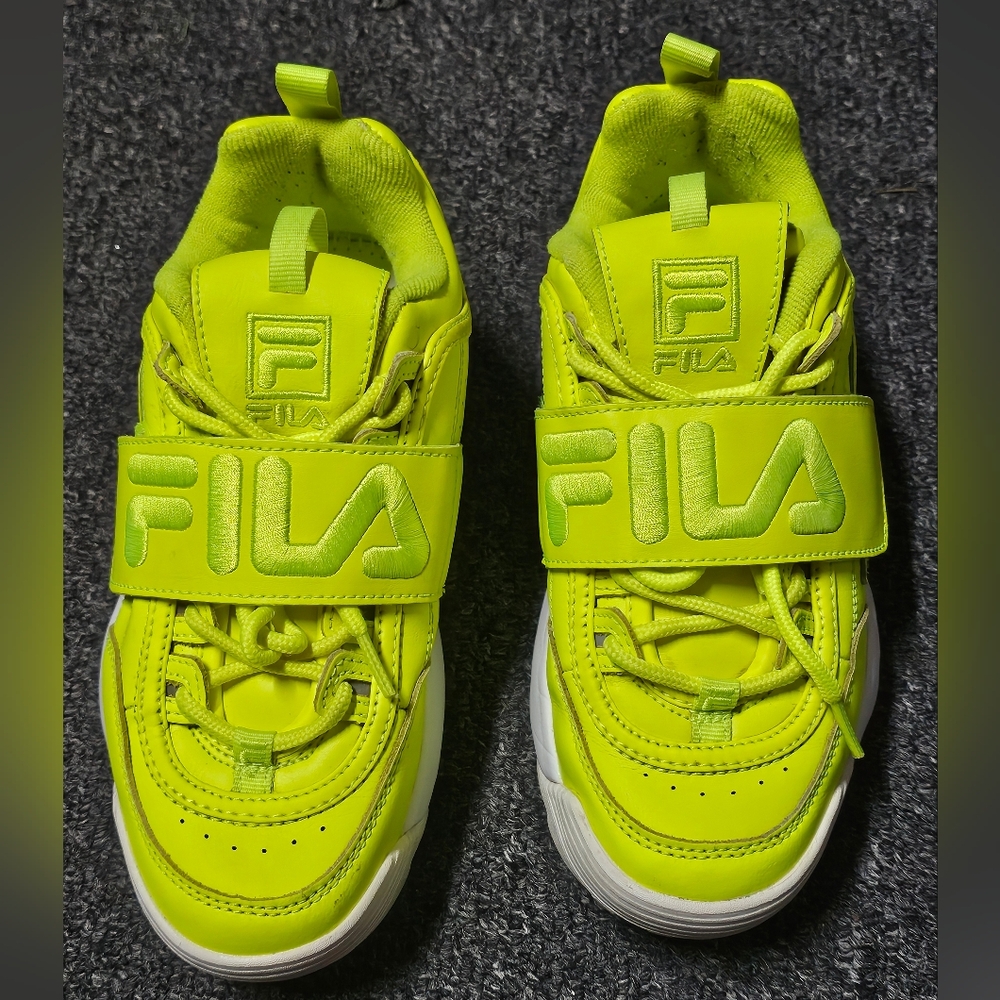 FILA Disruptor 2 Neon Yellow Velcro Strap Sneakers